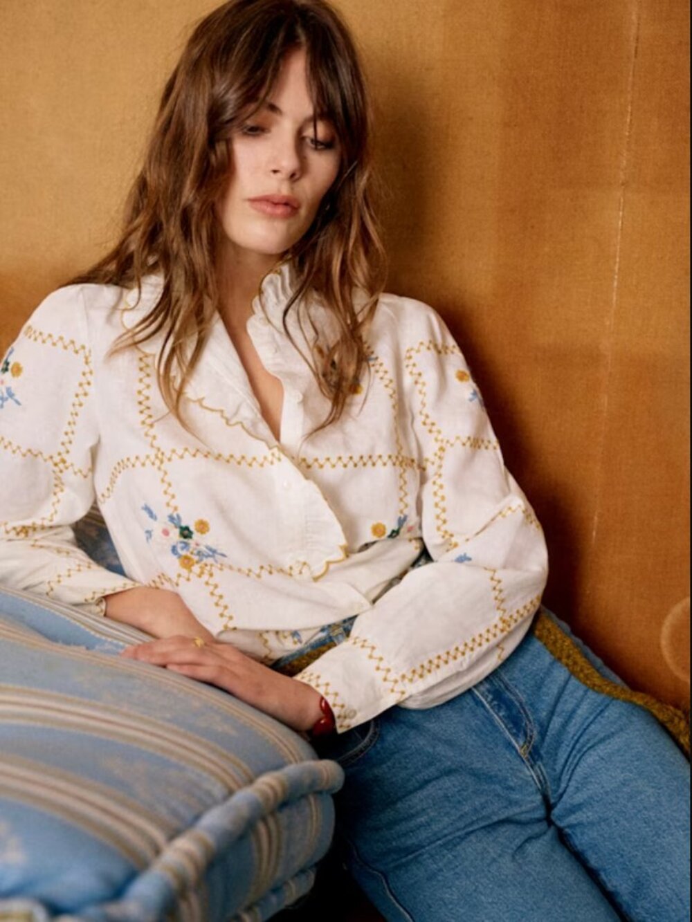 Chlo Shirt - Sezane x Lucia Vergara - Aciano Embroidery - US2 / FR34 - Picture 2 of 14